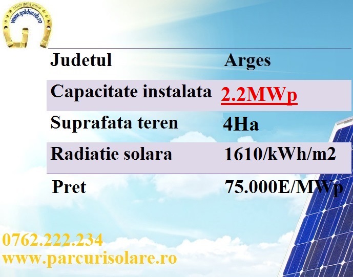 centrala solara parc fotovoltaic 2.2 mw